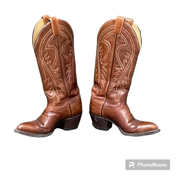 Tony lama 7224 leather cowboy cowgirl western boots. Size 4.5 C (wide) - Picture 1 of 10